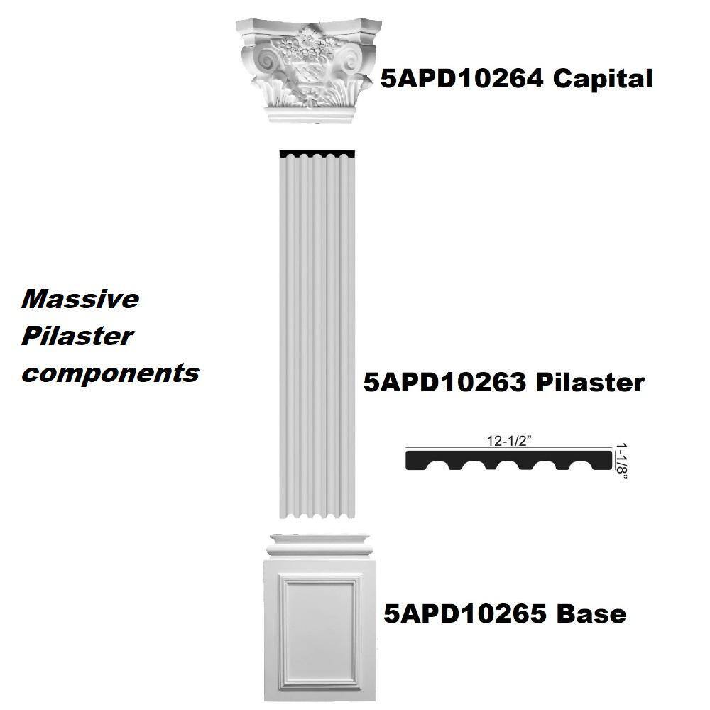 American Pro Decor 1-1/8 in. x 12-1/2 in. x 78-3/4 in. Fluted Polyurethane Pilaster Moulding Pro Pack (2-PCS x 78.75 in.)