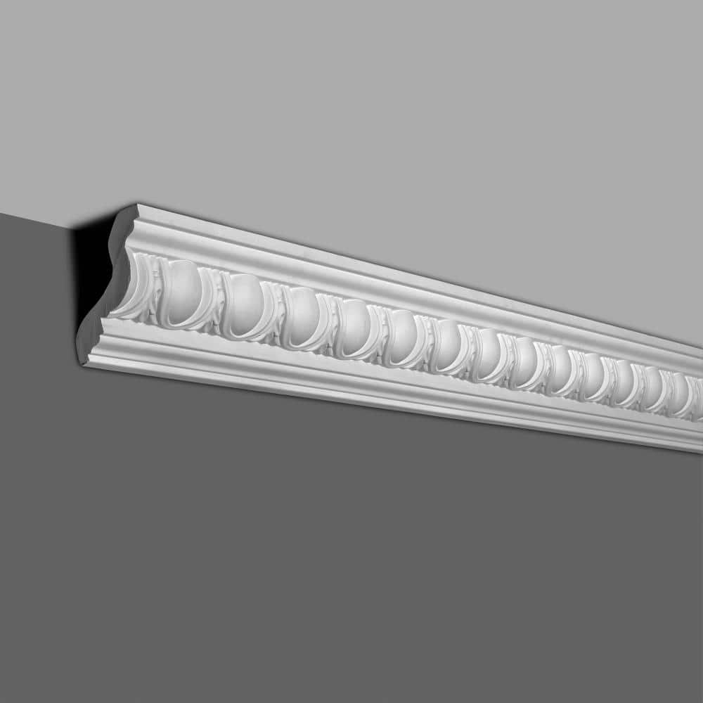 American Pro Decor 2-9/16 in. x 3-1/8 in. x 90-1/2 in. Egg and Dart Polyurethane Crown Moulding Pro Pack 30 LF (4-Pack)