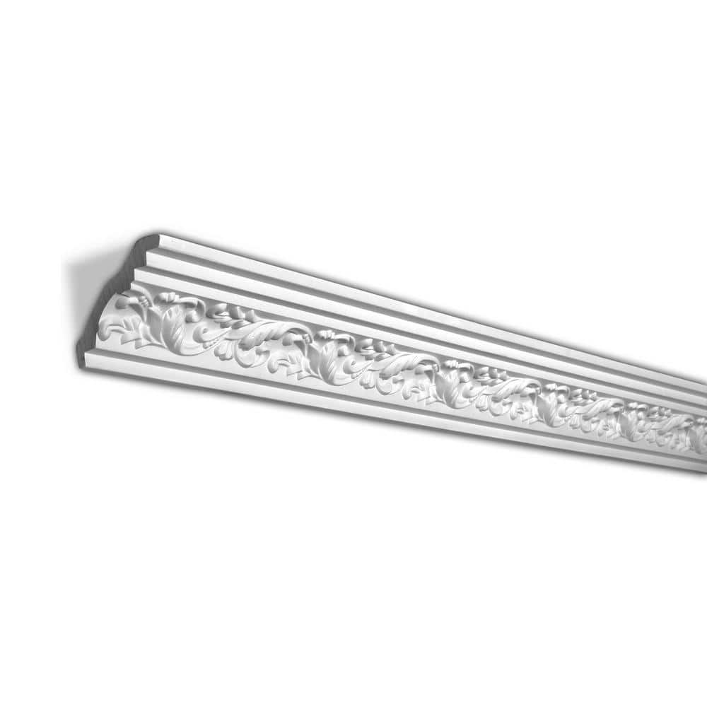 American Pro Decor 2-7/8 in. x 2-7/8 in. x 94-1/2 in. Decorative Leaves Polyurethane Crown Moulding Pro Pack 39 LF (5-Pack)