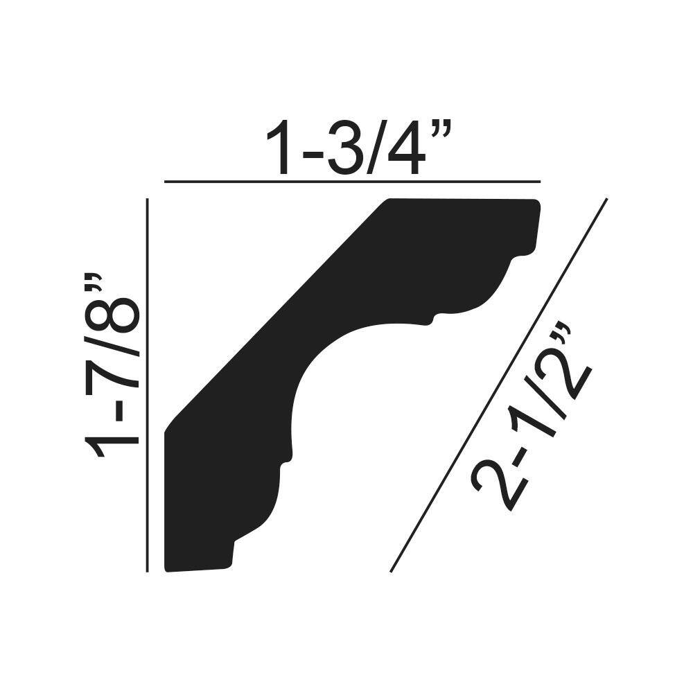 American Pro Decor 1-3/4 in. x 1-7/8 in. x 94-1/2 in. Plain Polyurethane Crown Moulding Pro Pack 55 LF (7-Pack)