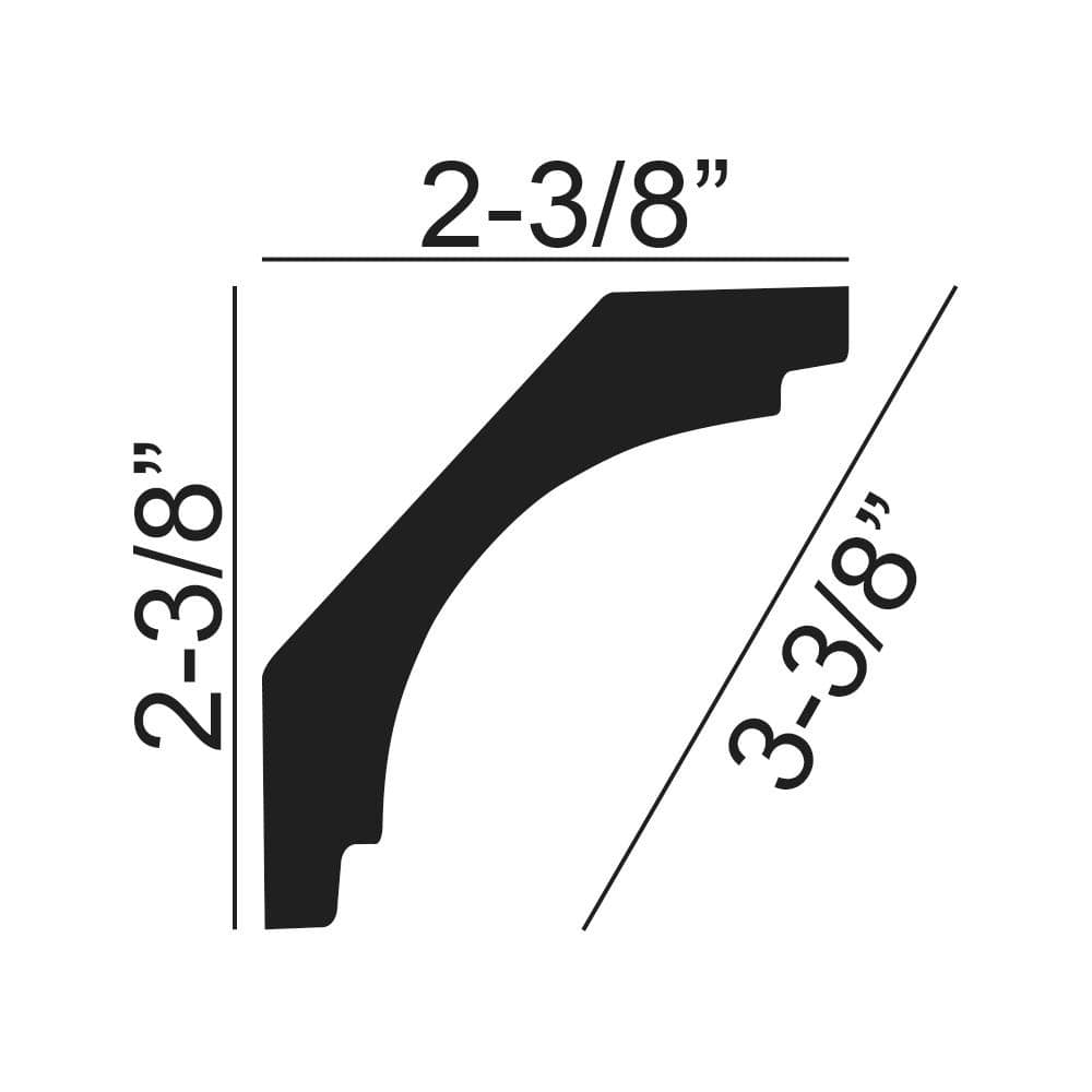 American Pro Decor 2-3/8 in. x 2-3/8 in. x 94-1/2 in. Plain Polyurethane Crown Moulding Pro Pack 39 LF (5-Pack)