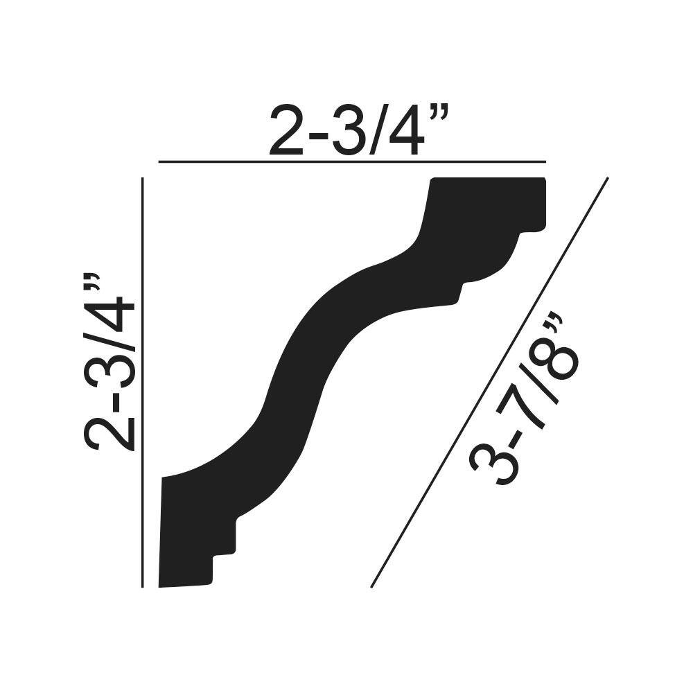 American Pro Decor 2-3/4 in. x 2-3/4 in. x 94-1/2 in. Plain Polyurethane Crown Moulding Pro Pack 39 LF (5-Pack)