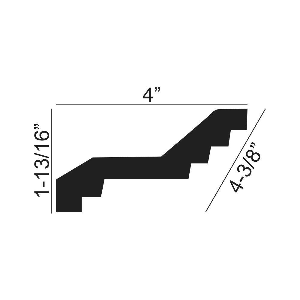 American Pro Decor 4 in. x 1-13/16 in. x 94-1/2 in. Plain Polyurethane Crown Moulding Pro Pack 47 LF (6-Pack)