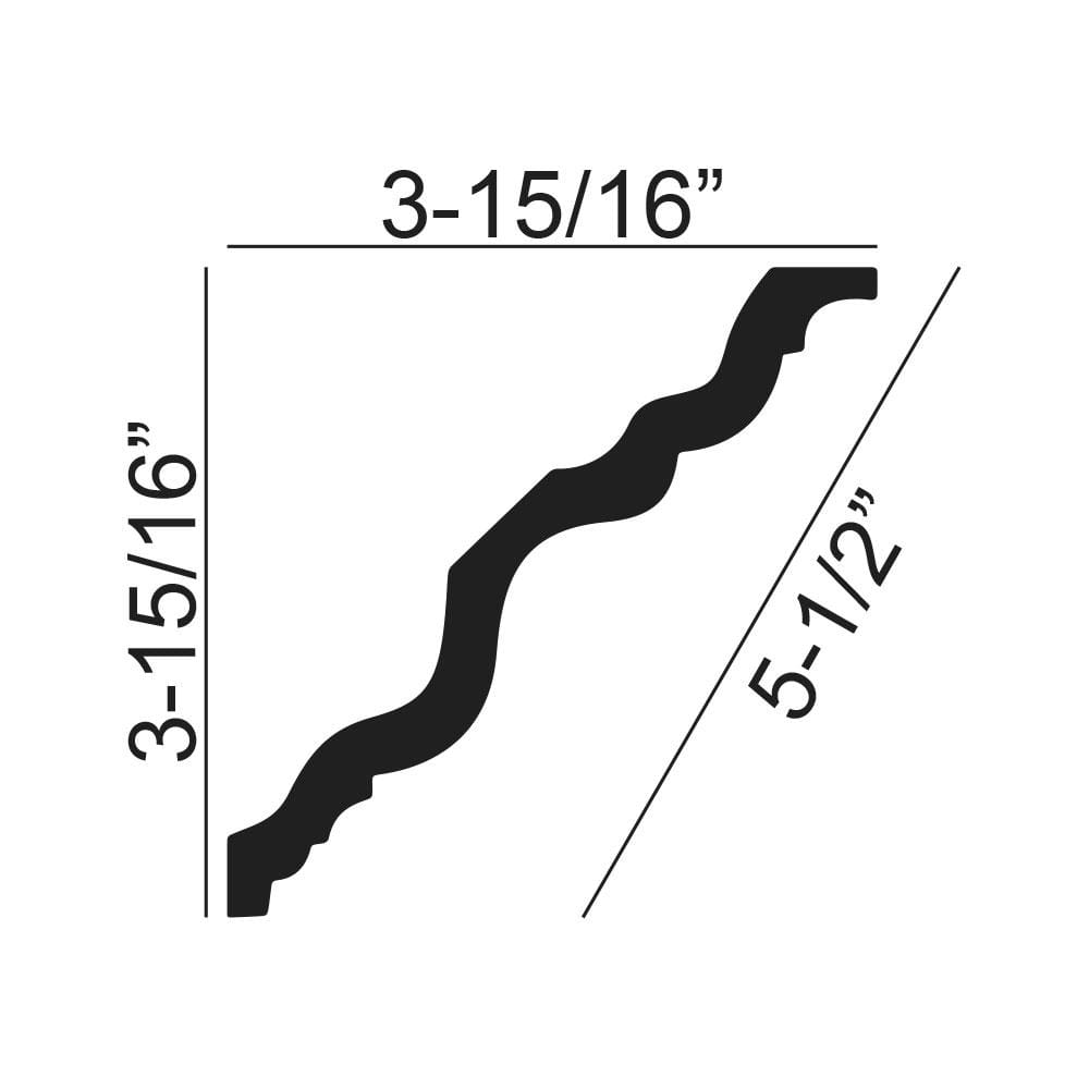 American Pro Decor 3-15/16 in. x 3-15/16 in. x 94-1/2 in. Plain Polyurethane Crown Moulding Pro Pack 39 LF (5-Pack)