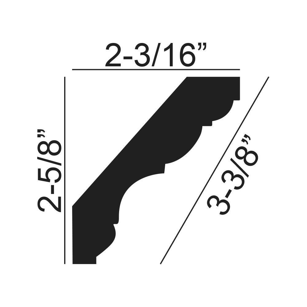 American Pro Decor 2-3/16 in. x 2-5/8 in. x 96 in. Plain Polyurethane Crown Moulding 32 LF (4-Pack)