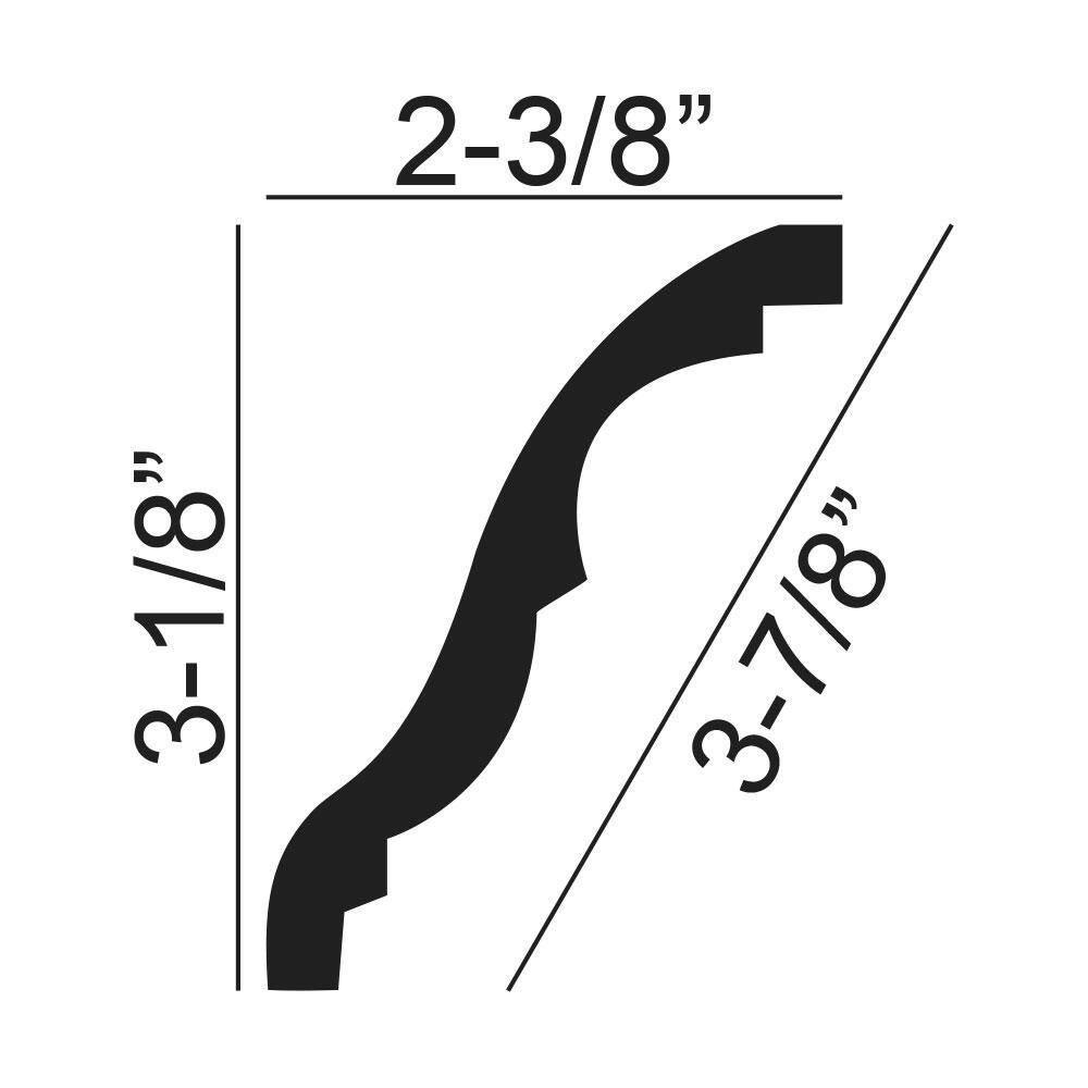 American Pro Decor 2-3/8 in. x 3-1/8 in. x 96 in. Plain Polyurethane Crown Moulding 40 LF (5-Pack)