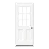 32 in. x 80 in. 9 Lite Primed Fiberglass Prehung Entry Door with Brickmould