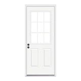 36 in. x 80 in. 9 Lite Primed Fiberglass Prehung Front Door with Brickmould