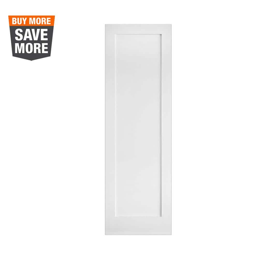 Krosswood Doors 36 in. x 96 in. Shaker 1-Panel Primed Solid Hybrid Core MDF Interior Door Slab