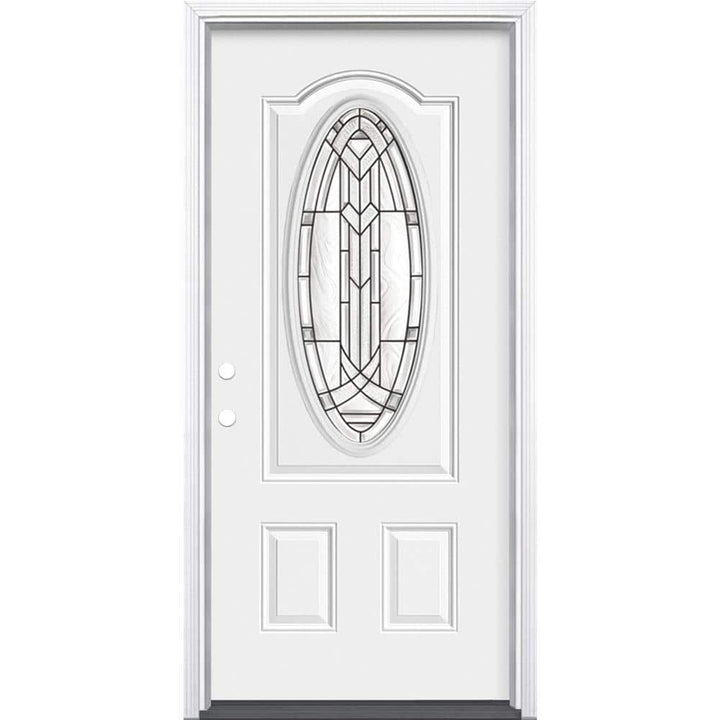 36 in. x 80 in. Chatham 3/4 Oval-Lite Right-Hand Inswing Primed Steel Prehung Front Exterior Door with Brickmold