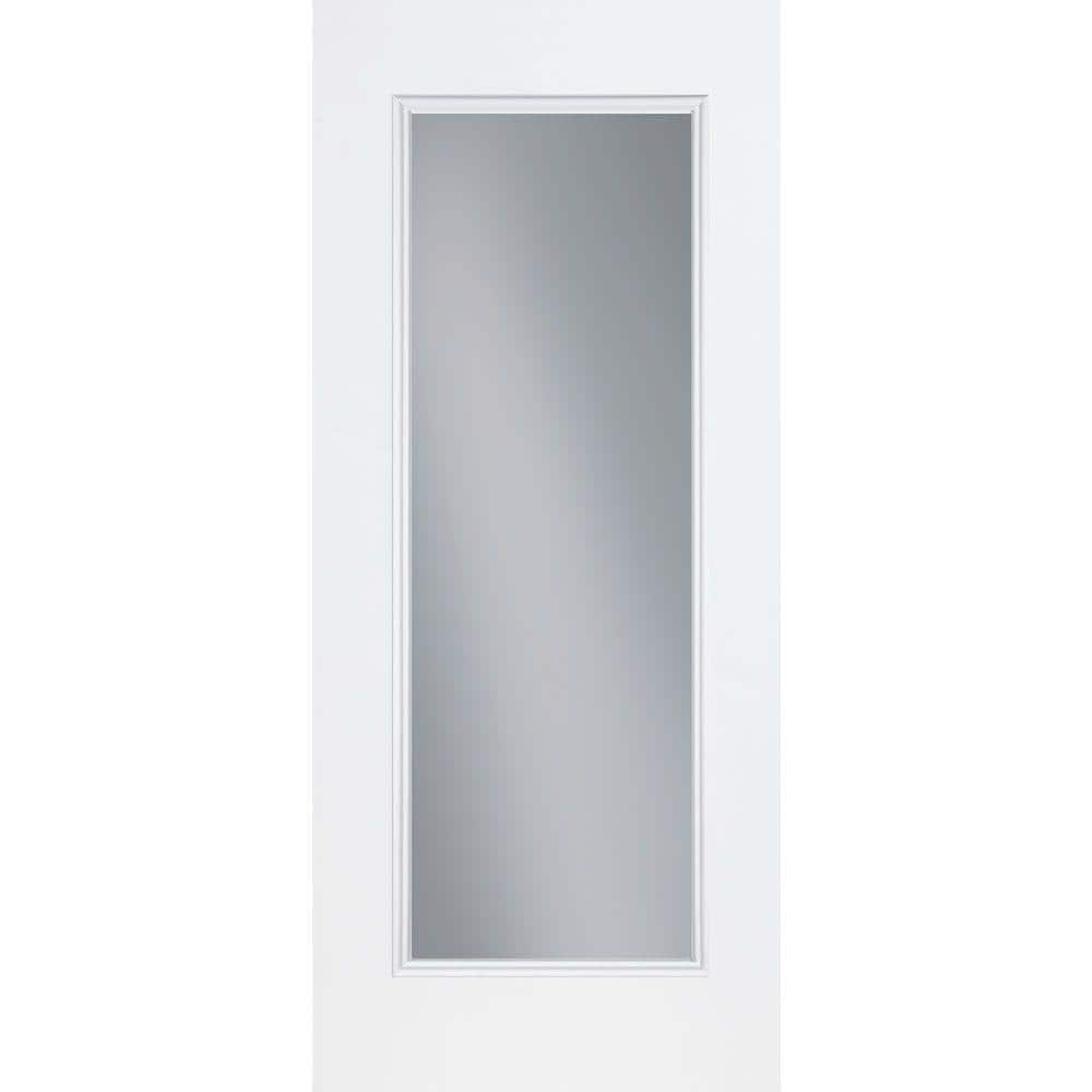 Masonite 32 in. x 80 in. Premium Full Lite Primed Steel Prehung Front Door with No Brickmold, Left-Hand Inswing