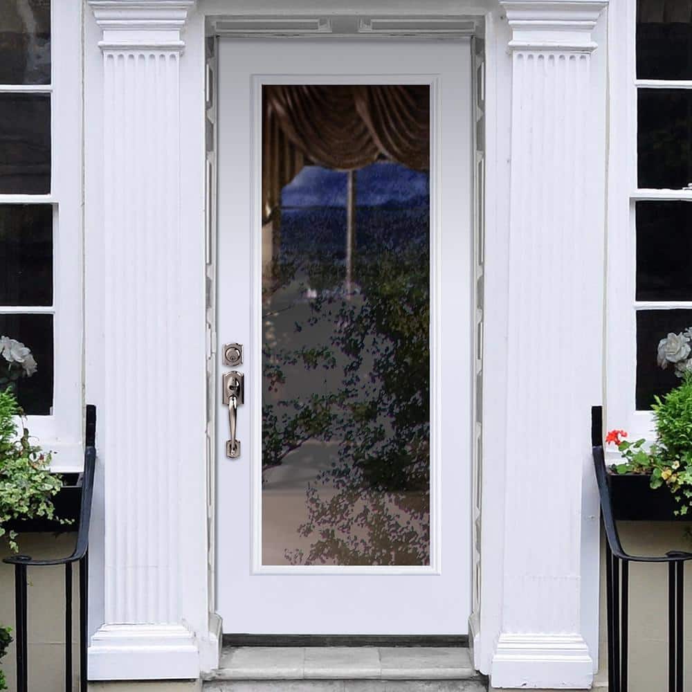 Masonite 32 in. x 80 in. Premium Full Lite Primed Steel Prehung Front Door with No Brickmold, Left-Hand Inswing
