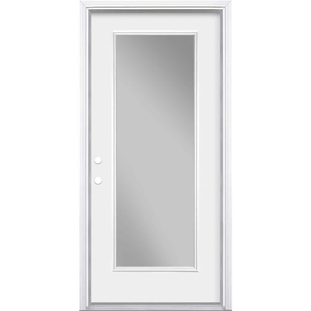 Masonite Premium 9 Lite Primed Steel Prehung Front Door, Right-Hand Inswing, No Brickmold, 36 in. x 80 in.