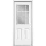 Masonite 32 in. x 80 in. Premium 9‑Lite Primed White Left‑Hand Inswing Steel Prehung Front Exterior Door with Brickmold