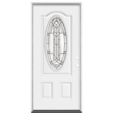 Masonite 36 in. x 80 in. Chatham 3/4 Oval-Lite Left Hand Inswing Primed Steel Prehung Front Exterior Door