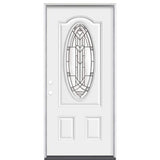 Masonite 36 in. x 80 in. Chatham 3/4 Oval-Lite Right-Hand Inswing Primed Steel Prehung Front Exterior Door