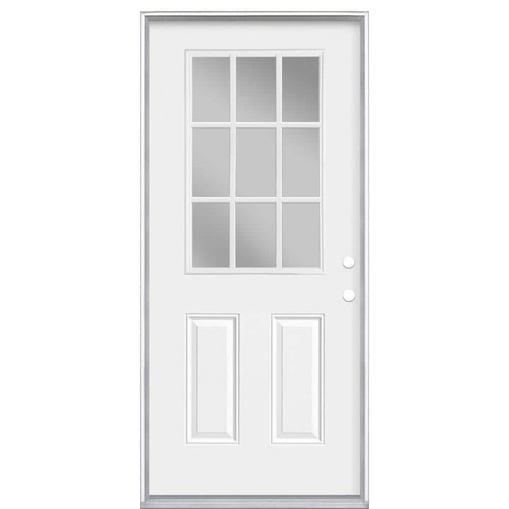 Masonite 36 in. x 80 in. Premium 9 Lite Left-Hand Inswing Primed Steel Prehung Front Exterior Door (No Brickmold)