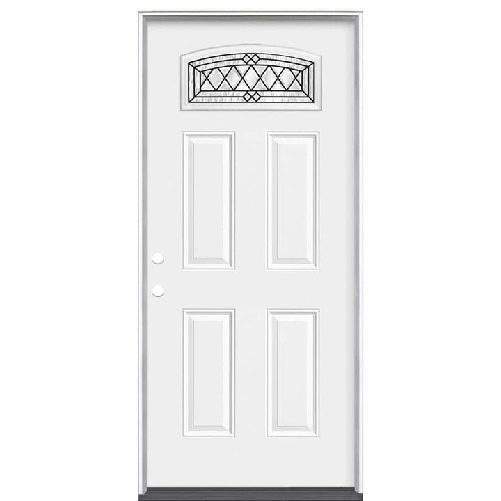 Masonite 36 in. x 80 in. Halifax Camber Fan-Lite Right-Hand Inswing Primed Steel Prehung Front Exterior Door with No Brickmold
