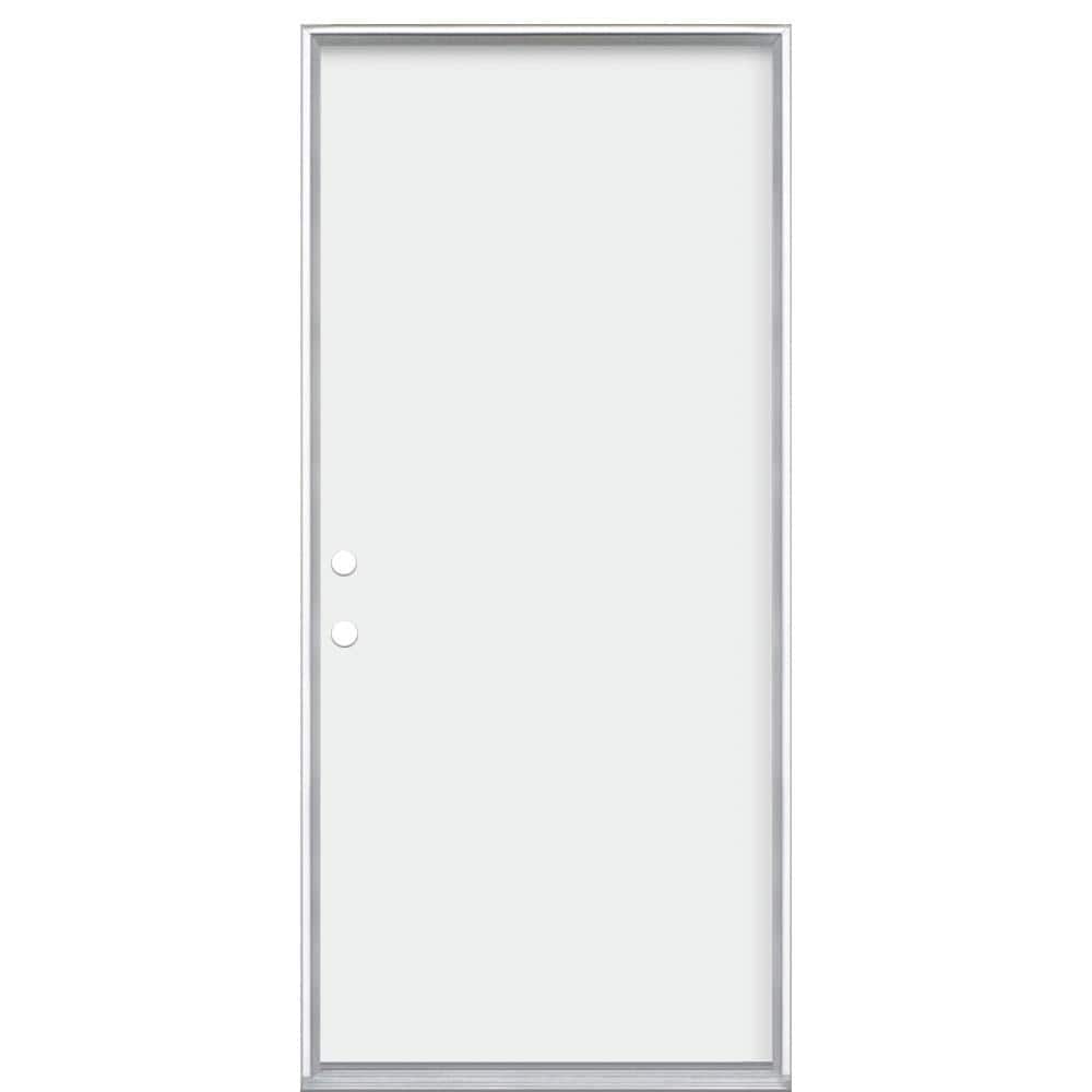 Masonite 36 x 80 in. Premium Flush Right-Hand Inswing Primed Steel Prehung Exterior Door No Brickmold