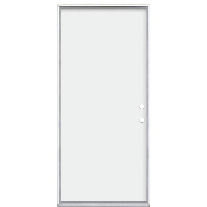 Masonite 36 in. x 80 in. Premium Flush Left Hand Inswing Primed Steel Prehung Exterior Door No Brickmold