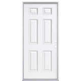 Masonite 36 in. x 80 in. 6-Panel Left-Hand Inswing Primed White Steel Prehung Front Exterior Door with Vinyl Frame