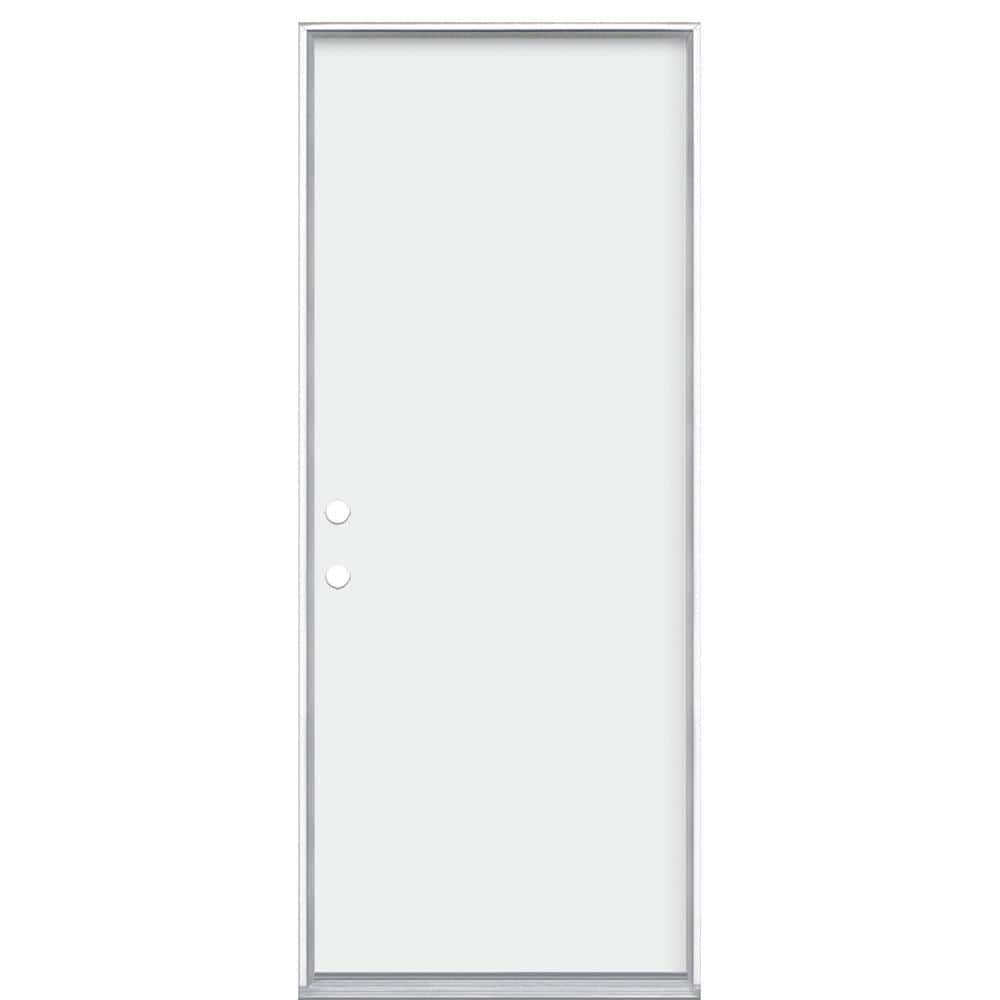 Masonite 32 in. x 80 in. Premium Flush Right-Hand Inswing Primed White Steel Prehung Front Exterior Door