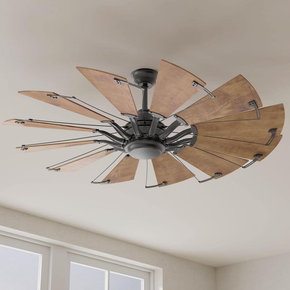 Progress Lighting Springer 60 in. 12‑Blade Architectural Bronze Windmill Ceiling Fan with Remote