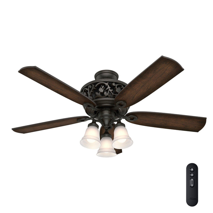 Hunter Promenade LED DC Motor 54-in Brittany Bronze LED Indoor Ceiling Fan with Remote (5-Blade)