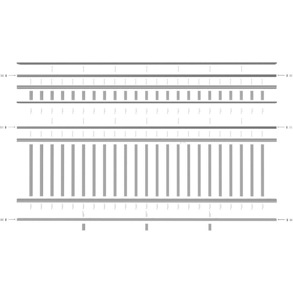 Providence 120 in. x 36 in. PVC 3-Line Level Rail Kit with Reinforcements
