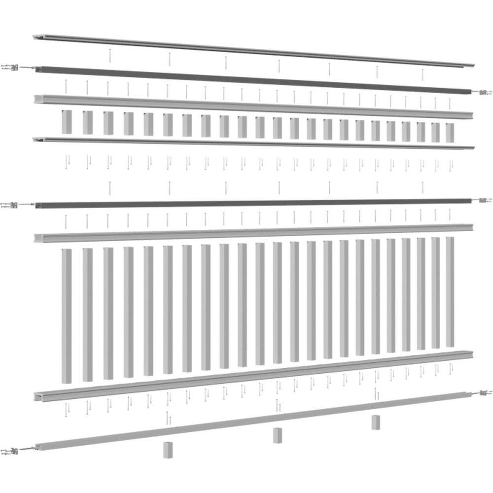 Providence 120 in. x 36 in. PVC 3-Line Level Rail Kit with Reinforcements