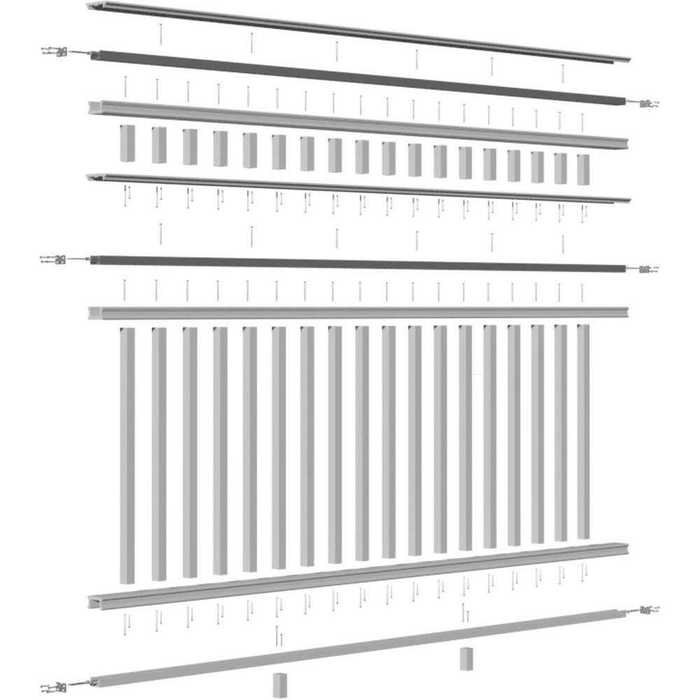Providence 96 in. x 42 in. PVC 3-Line Level Rail Kit with Reinforcements