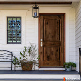 Krosswood Doors 36 in. x 80 in. Rustic Knotty Alder Arch Top Provincial Stain Right-Hand Inswing Wood Single Prehung Front Door