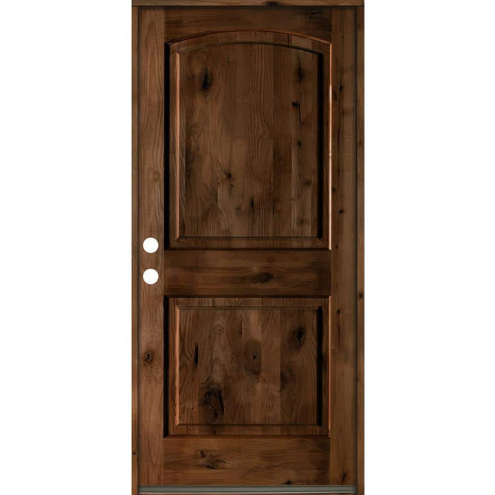 Krosswood Doors 36 in. x 80 in. Rustic Knotty Alder Arch Top Provincial Stain Right-Hand Inswing Wood Single Prehung Front Door