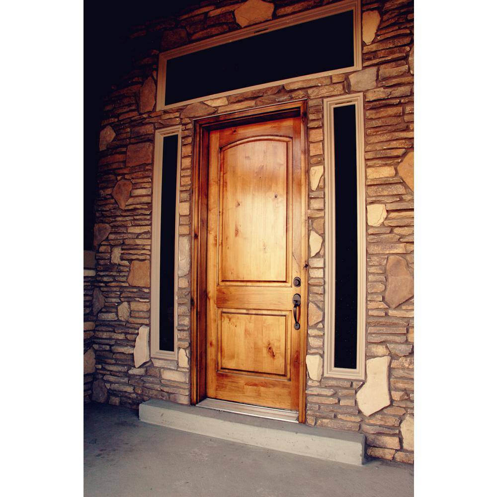 Krosswood Doors 36 in. x 96 in. Rustic Knotty Alder Arch Top Provincial Stain Left-Hand Inswing Wood Single Prehung Front Door