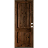 Krosswood Doors 36 in. x 96 in. Rustic Knotty Alder Arch Top Provincial Stain Left-Hand Inswing Wood Single Prehung Front Door