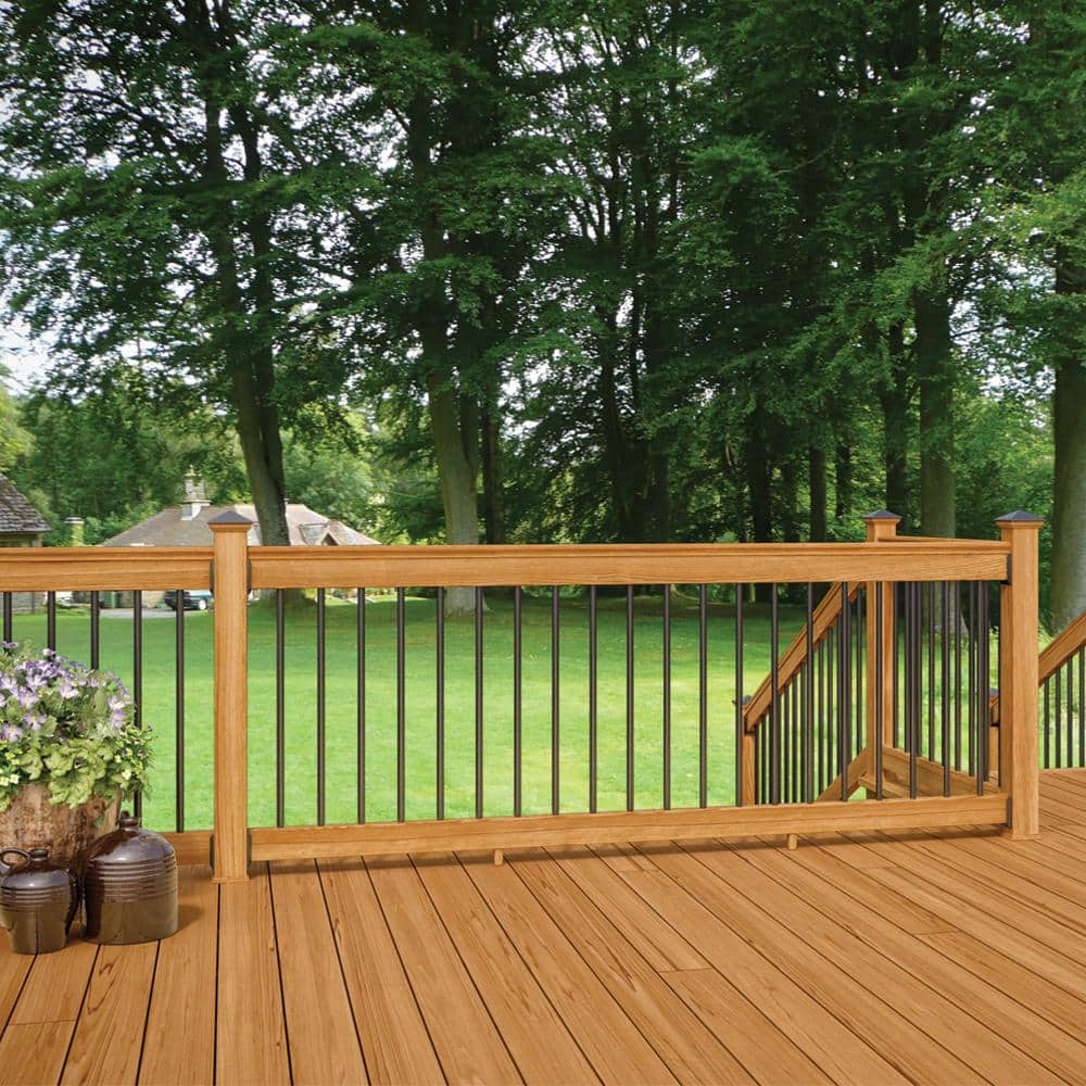 ProWood 8 ft. Aluminum Cedar-Tone Southern Yellow Pine Deck Railing Kit