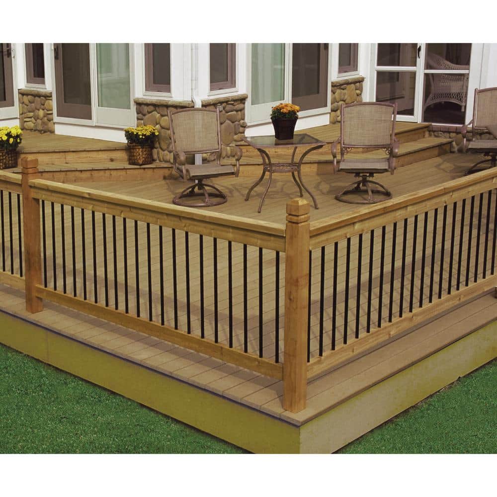 ProWood 8 ft. Aluminum Cedar-Tone Southern Yellow Pine Deck Railing Kit
