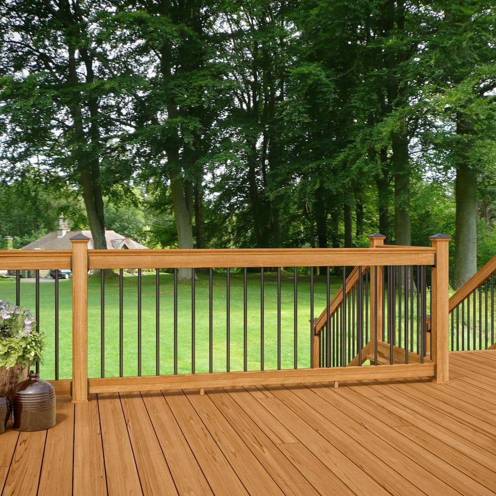 ProWood Western Red Cedar 8 ft. Railing Kit with Black Aluminum Balusters