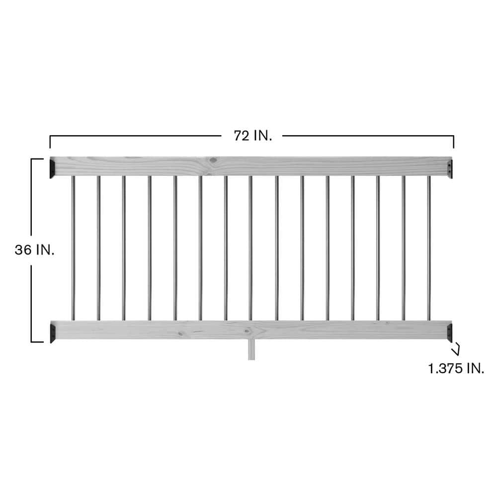 ProWood 6 ft. Southern Yellow Pine Rail Kit with Aluminum Round Balusters