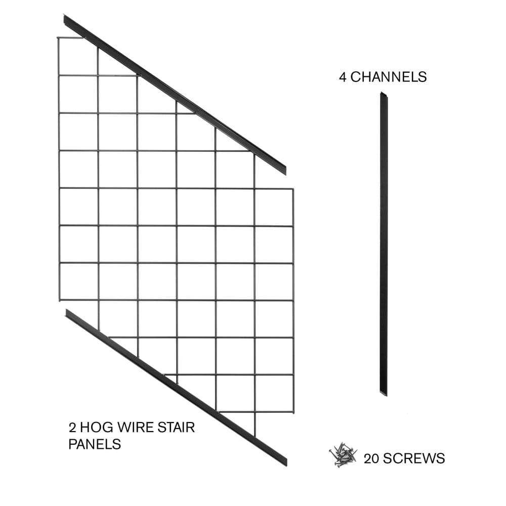 ProWood 21 in. H x 40 in. W Black Powder-Coated Hog Wire Metal Stair Panels Stair Railing Kit