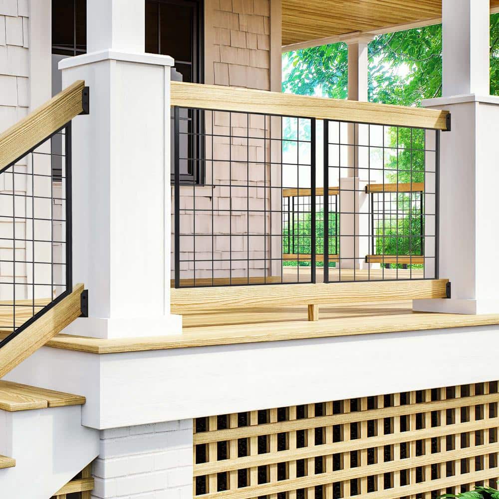 ProWood 2 in. H x 72 in. W Pressure-Treated Natural Pine Rails with Black Brackets Horizontal Railing Kit