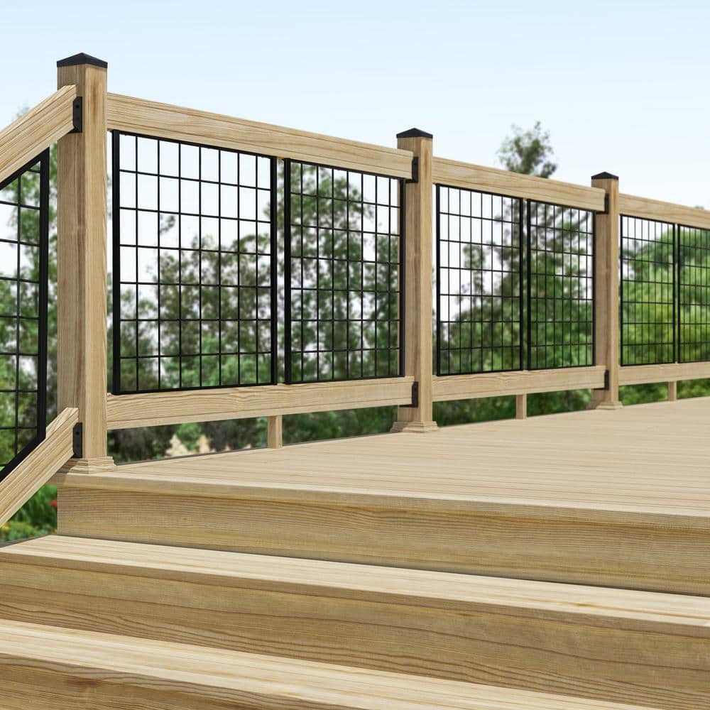 ProWood 2 in. H x 72 in. W Pressure-Treated Natural Pine Rails with Black Brackets Horizontal Railing Kit