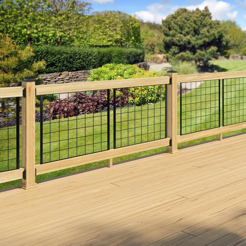 ProWood 2 in. H x 72 in. W Pressure-Treated Natural Pine Rails with Black Brackets Horizontal Railing Kit