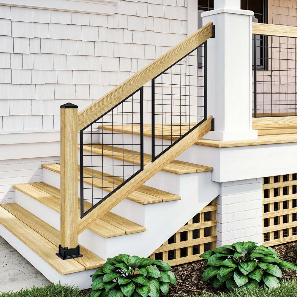 ProWood 2 in. H x 72 in. W Pressure-Treated Natural Pine Stair Rails with Black Brackets Stair Railing Kit