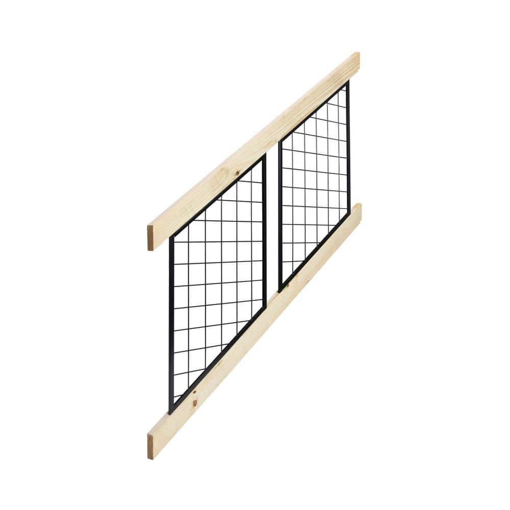ProWood 28 in. H x 72 in. W Pressure-Treated Wood Black Powder-Coated Hog Wire Metal Pine Stair Railing Kit
