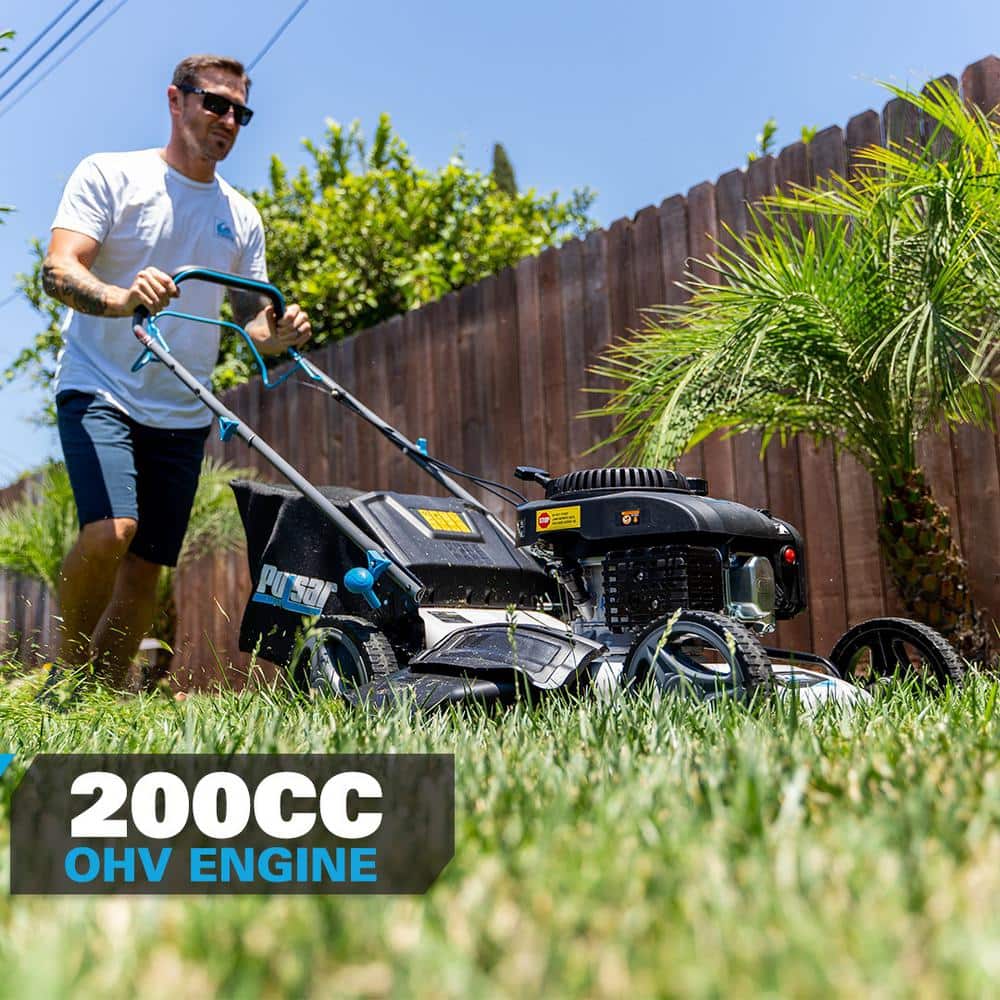 Pulsar 21 in. 200 cc Gas Recoil Start, Walk Behind Push Mower, Self-Propelled 3-in-1 with 7 Position Height Adjustment