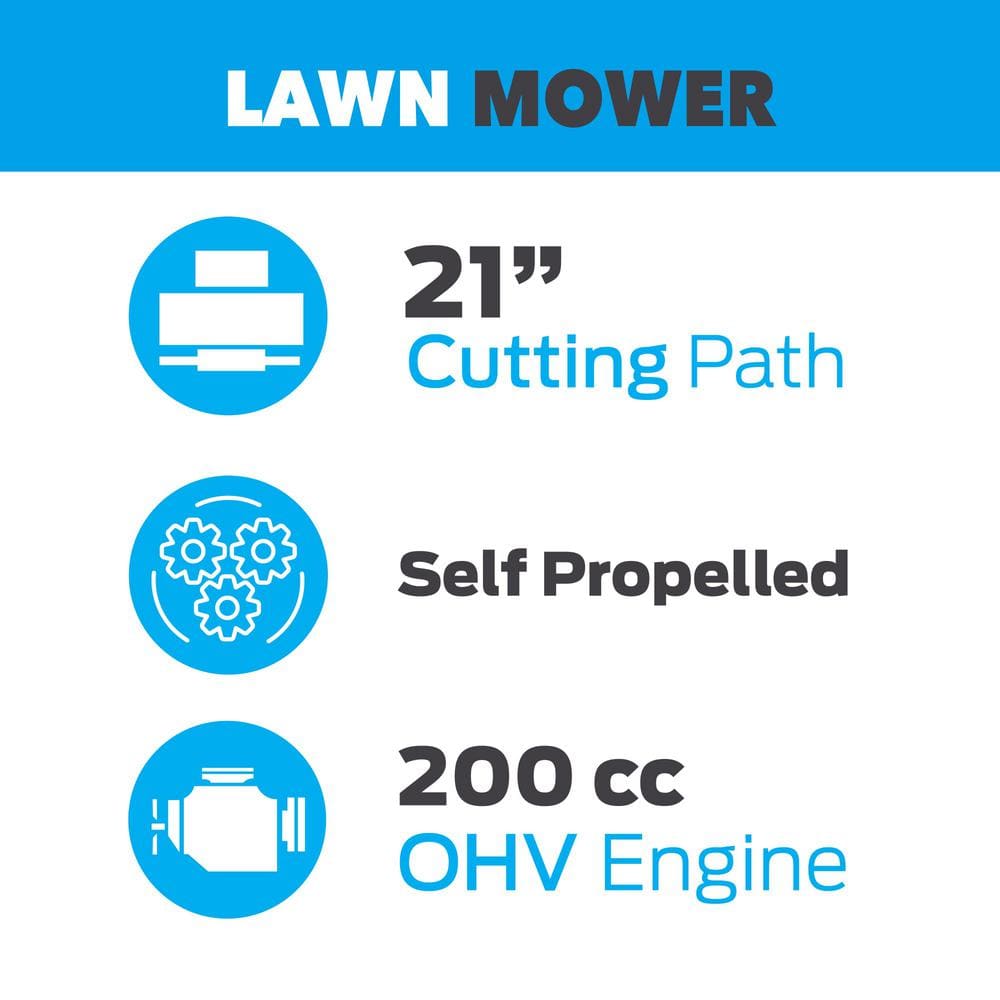 Pulsar 21 in. 200 cc Gas Recoil Start, Walk Behind Push Mower, Self-Propelled 3-in-1 with 7 Position Height Adjustment