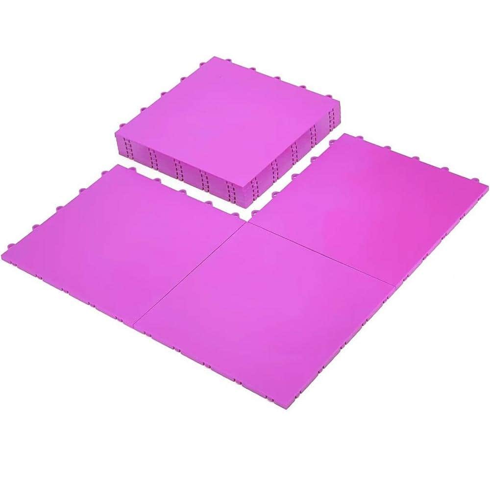 Afoxsos 14 ft. x 14 ft. High Durability Colored Flooring Tiles Interlocking Versatile Surface Deck Tiles in Purple (8 Per Pack)
