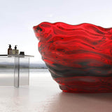 Vanity Art 69 in. x 30 in. Freestanding Oval Soaking Stone Resin Bathtub in Pure Resin Red with Polished Chrome Pop Up Drain
