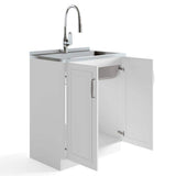 Simpli Home Darwin Contemporary 28 in. Deluxe Laundry Cabinet with Pull-out Faucet and Stainless Steel Sink in Pure White